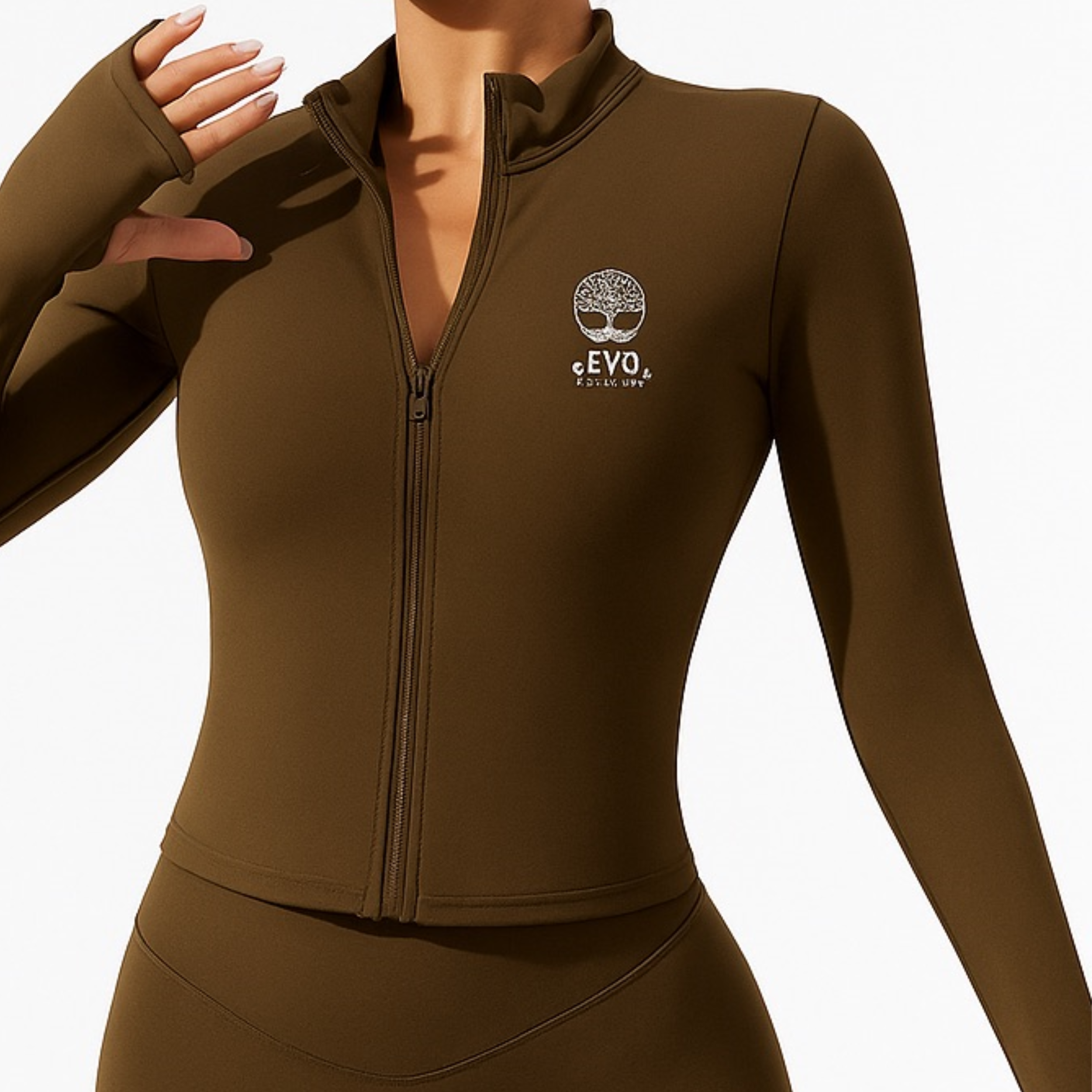 EVO SculptFlex™ Zip Jacket – Mocha Earthtone